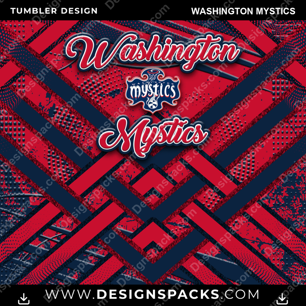 Basketball Glitter Stripe Washington Mystics Tumbler Digital Wrap Design
