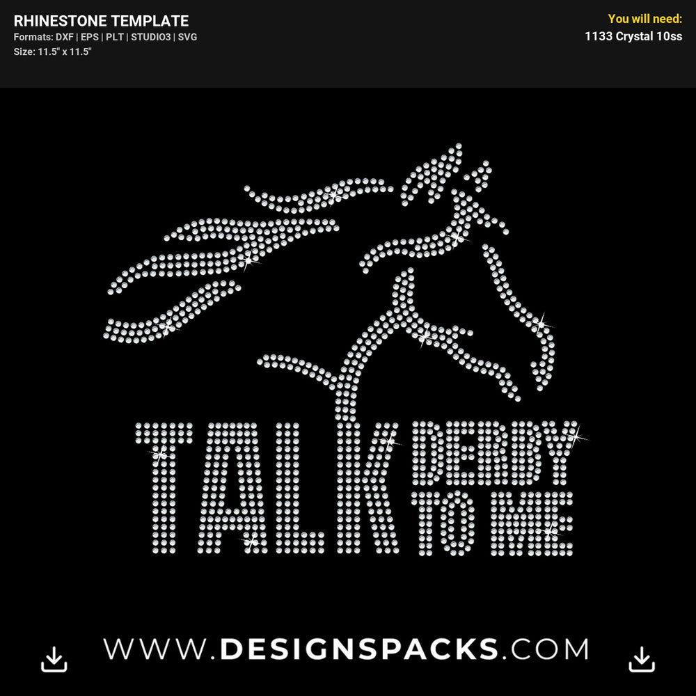 Talk Derby To Me Horse Rhinestone Digital Template
