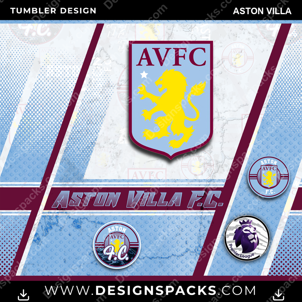 Soccer UK Sports Aston Villa MLS Soccer Tumbler Digital Wrap Design Download