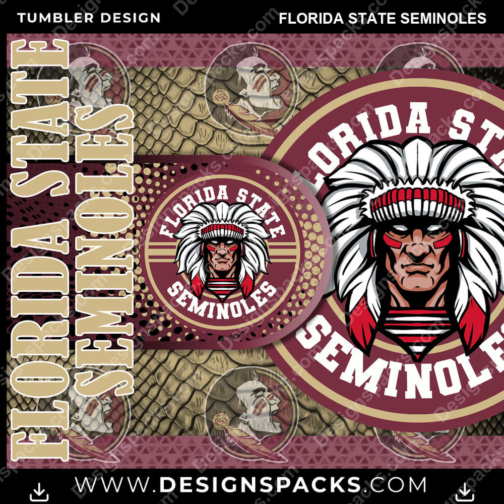 College Sport Hyper Florida State Seminoles Tumbler Digital Wrap Design