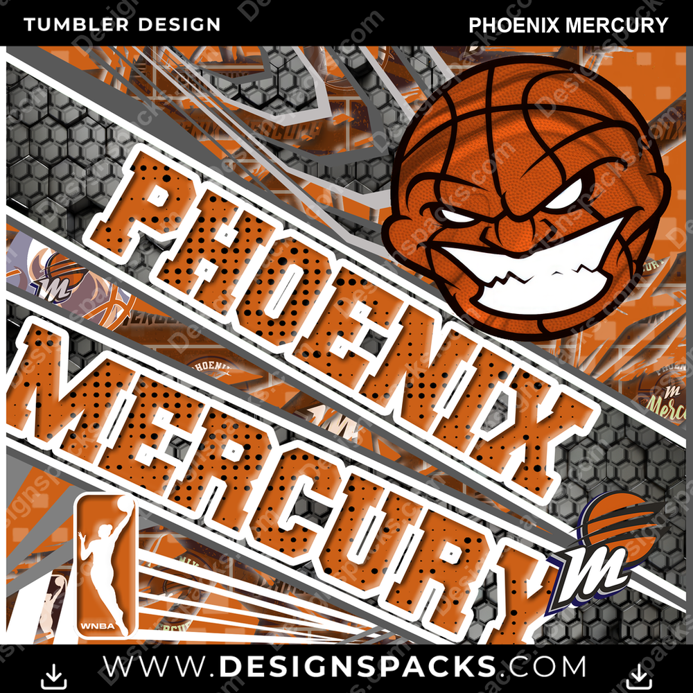 Basketball Angry Sports Phoenix Mercury NBA Basketball Tumbler Digital Wrap Design Download