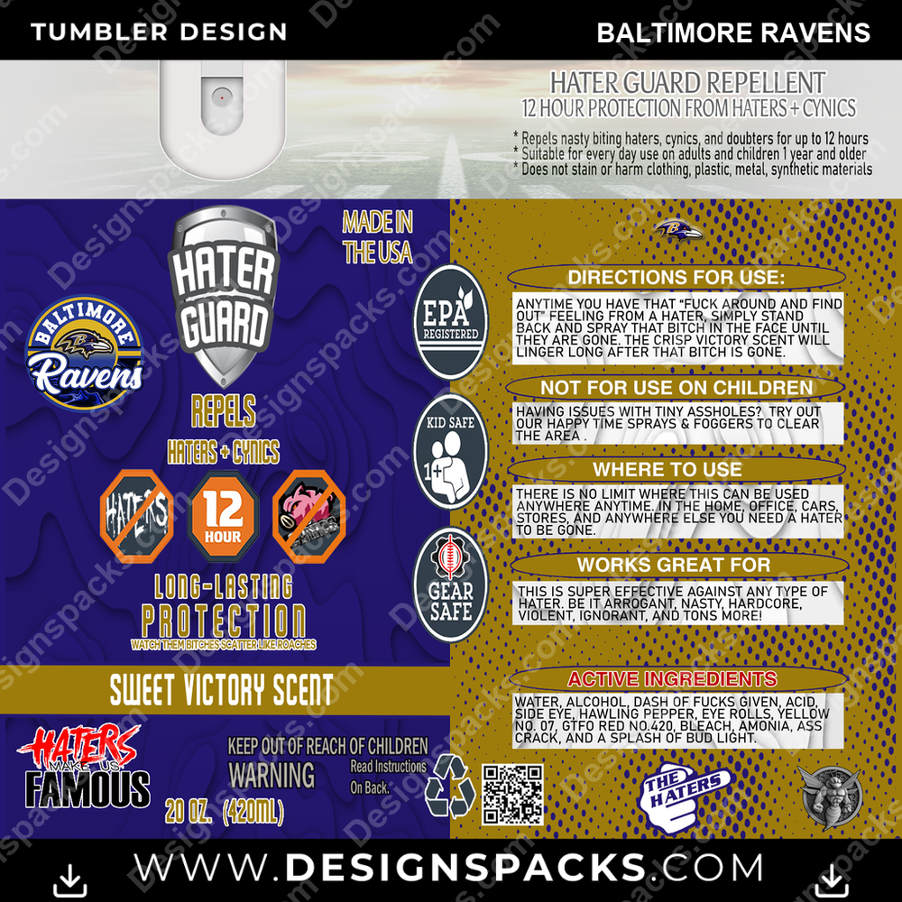 Football Hater Guard Baltimore Ravens Tumbler Digital Wrap Design