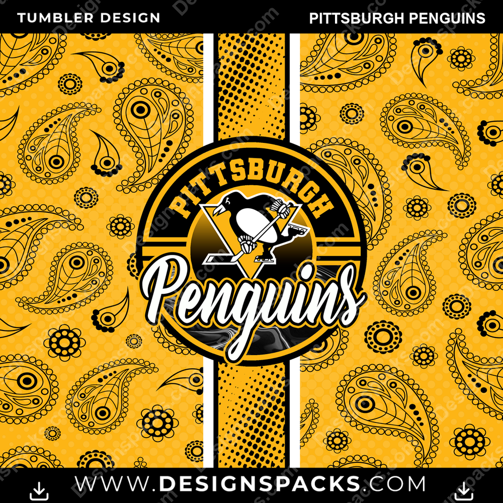Hockey Handkerchief Pittsburgh Penguins NHL Hockey Tumbler Digital Wrap Design Download