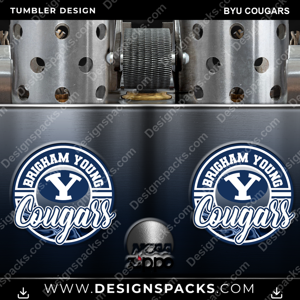 College Sport Zippo Lighter BYU Cougars Tumbler Digital Wrap Design