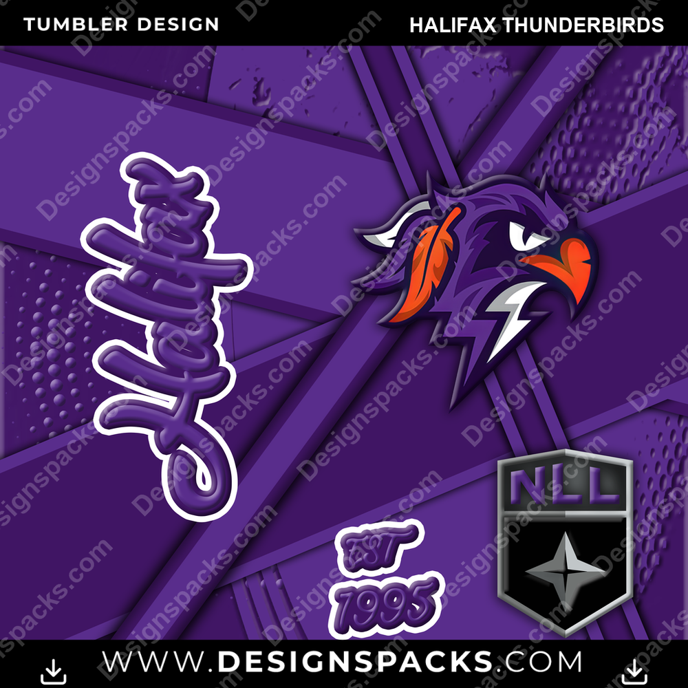 Lacrosse Team Sport Halifax Thunderbirds Tumbler Digital Wrap Design