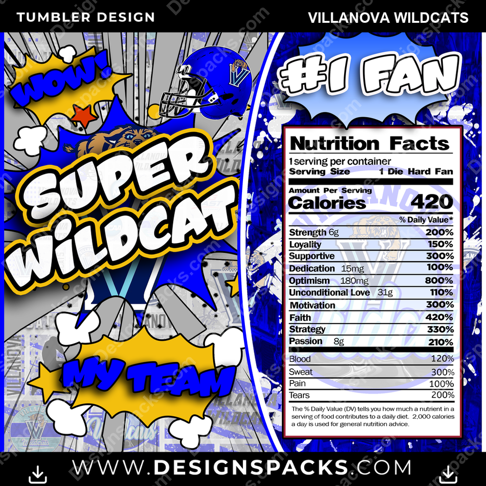 College Sport Super Team Villanova Wildcats NCAA College Sport Tumbler Digital Wrap Design Download