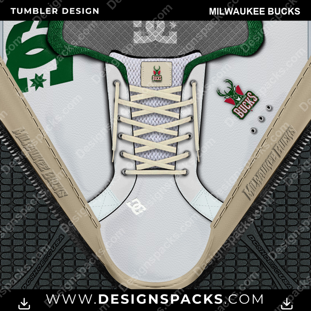 Basketball DC Sneaker Milwaukee Bucks Tumbler Digital Wrap Design