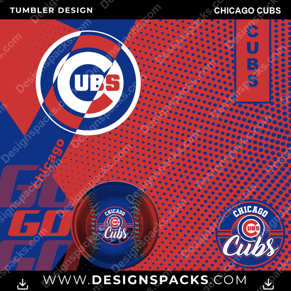 Baseball GO Chicago Cubs Tumbler Digital Wrap Design