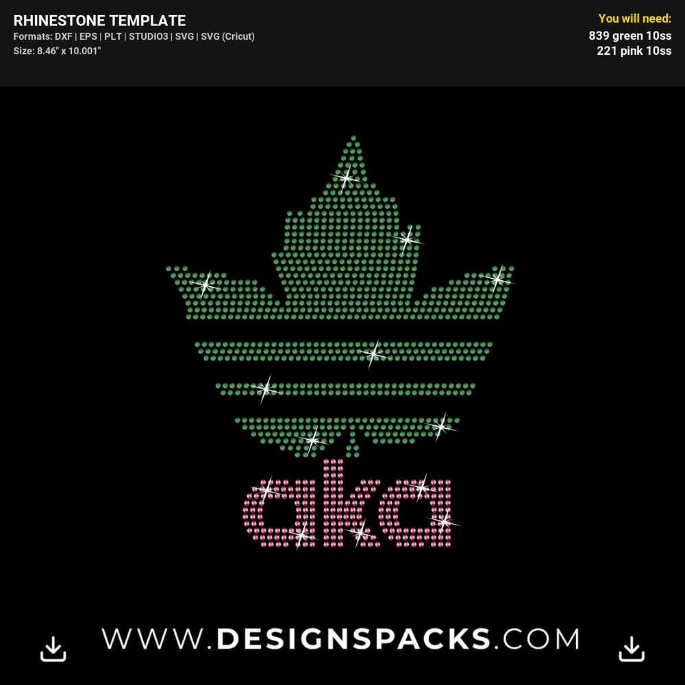 AKA Adidas Style Ivy Leaf Rhinestone Digital Template