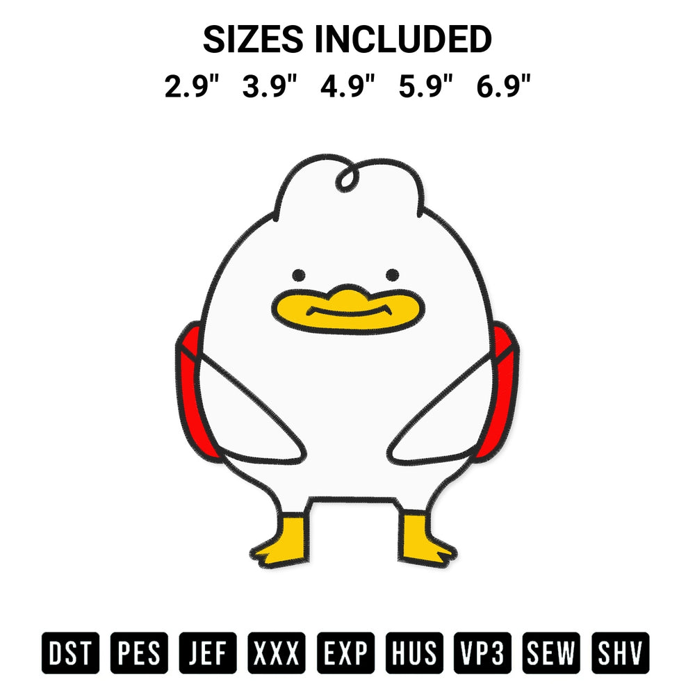 Shop the Kpop Demon Hunter Duck Cosplay 2 Embroidery Design machine embroidery pattern at Designspacks.com. Beautifully digitized for flawless stitching on any fabric. Available sizes: 2.9", 3.9", 4.9", 5.9", 6.9".