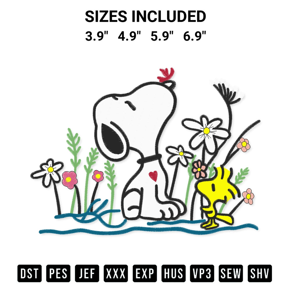 Get the Peanuts Snoopy And Woodstock Embroidery Design embroidery design for your custom crafts! Premium digitized files available for instant download at Designspacks.com. Available sizes: 3.9", 4.9", 5.9", 6.9".