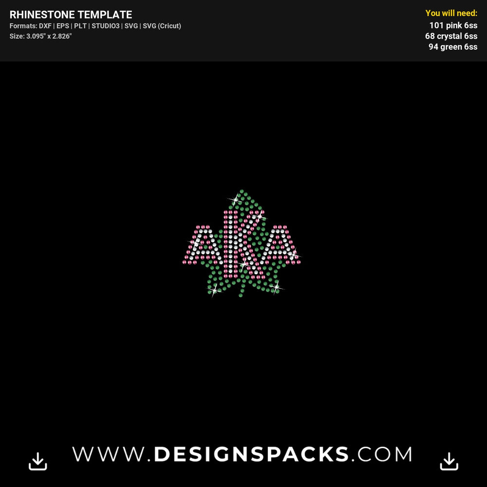 AKA Small Ivy Leaves Design Rhinestone Digital Template