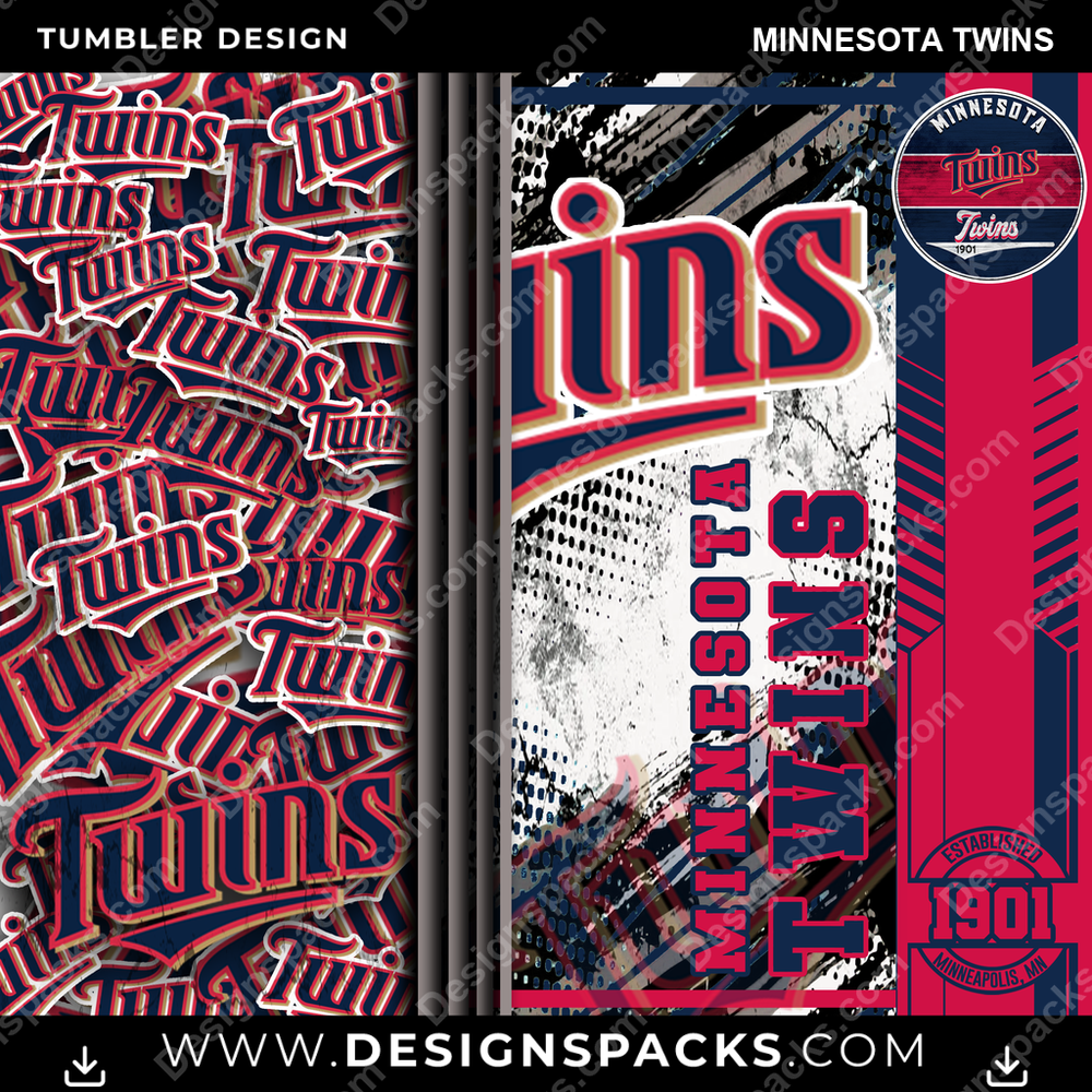 Baseball Sports Minnesota Twins Tumbler Digital Wrap Design