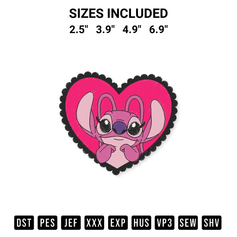 Create amazing crafts with the Cute Disney Angel In Heart Embroidery Design embroidery file. High-quality digital download from Designspacks.com, perfect for beginners and pros. Available sizes: 2.5", 3.9", 4.9", 6.9".