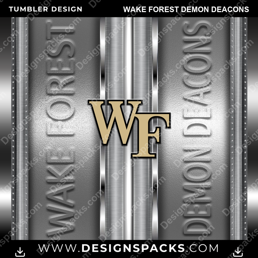 College Sport Metallic Wake Forest Demon Deacons Tumbler Digital Wrap Design