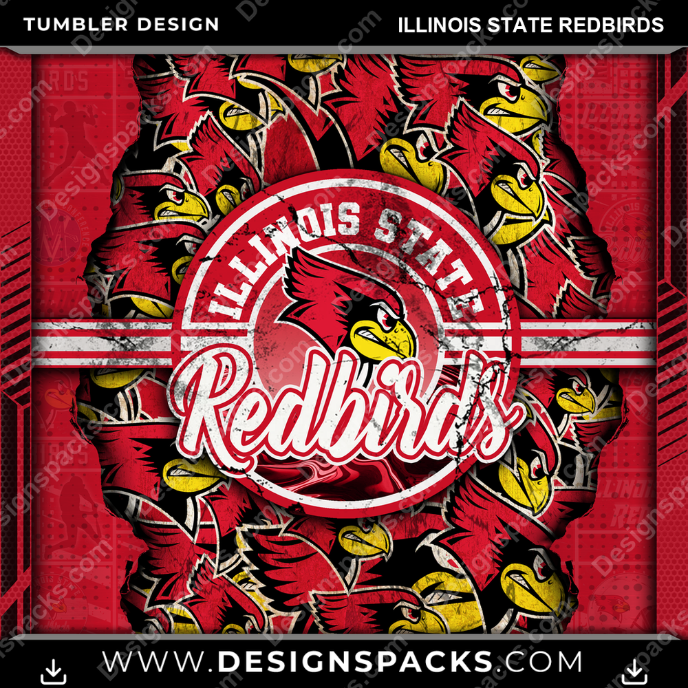 College Sport Ripped Illinois State Redbirds Tumbler Digital Wrap Design