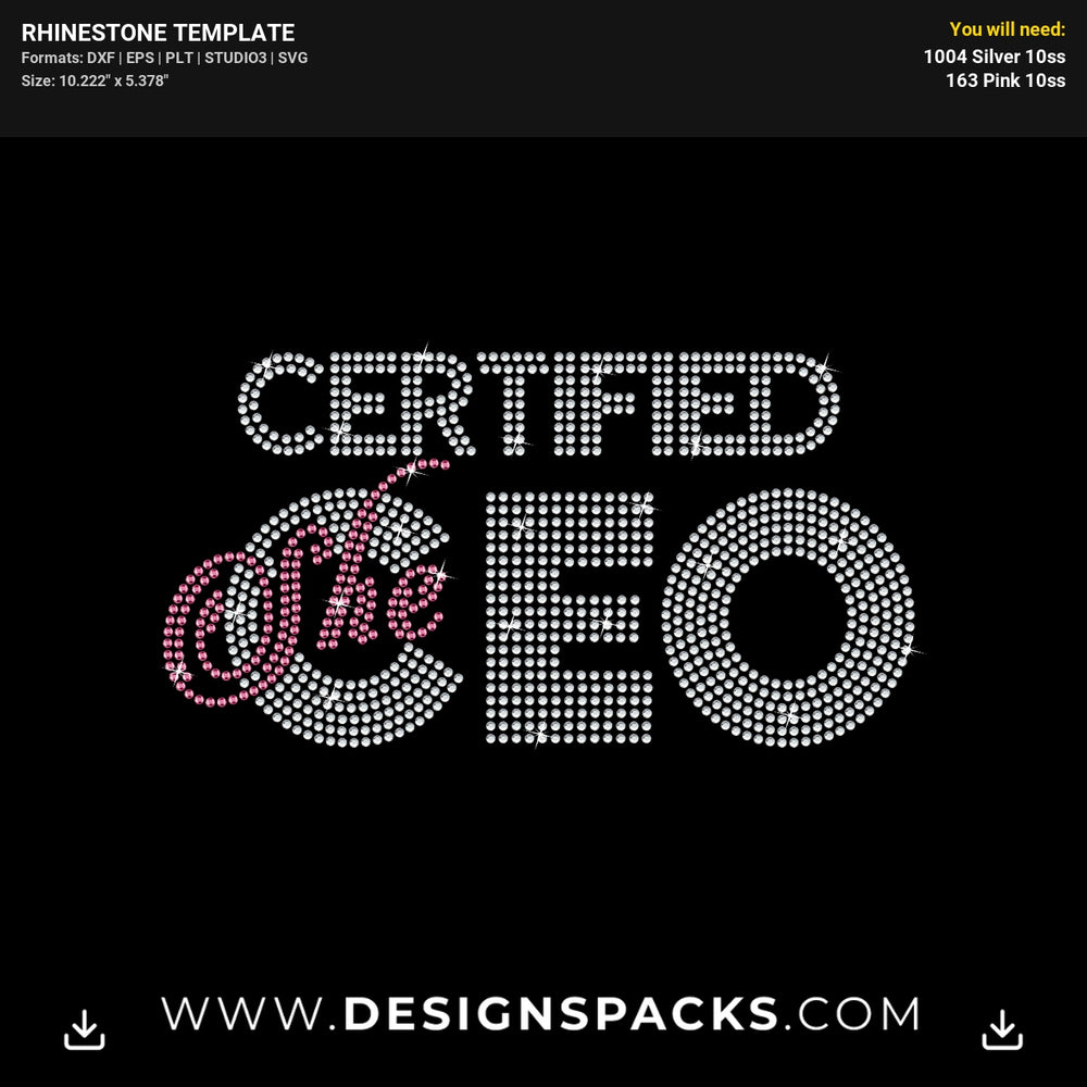 Certified She Ceo Rhinestone Digital Template