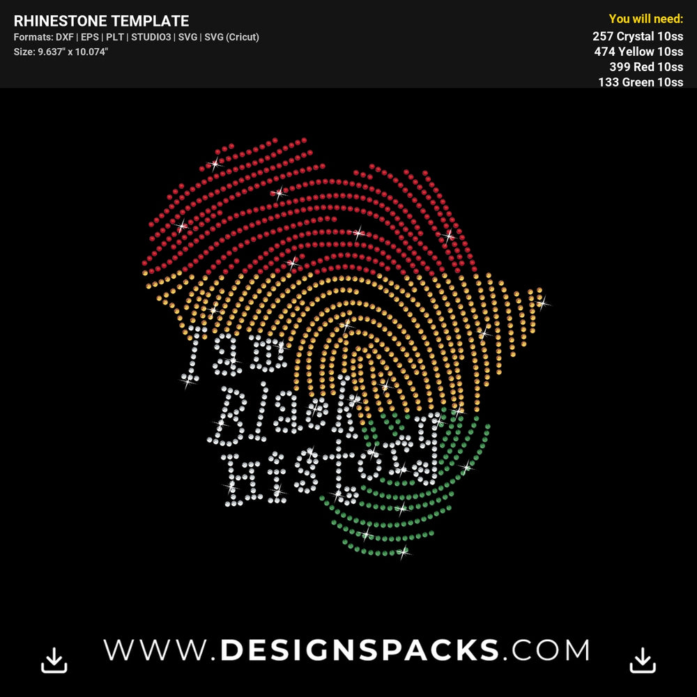 I Am Black History Proud Rhinestone Digital Template