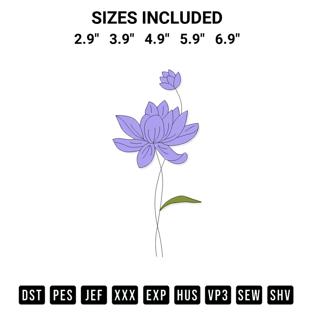 Looking for the perfect pattern? Download the Water Lily Flower Embroidery Design embroidery design today at Designspacks.com. Crisp, clean stitching guaranteed. Available sizes: 2.9", 3.9", 4.9", 5.9", 6.9".