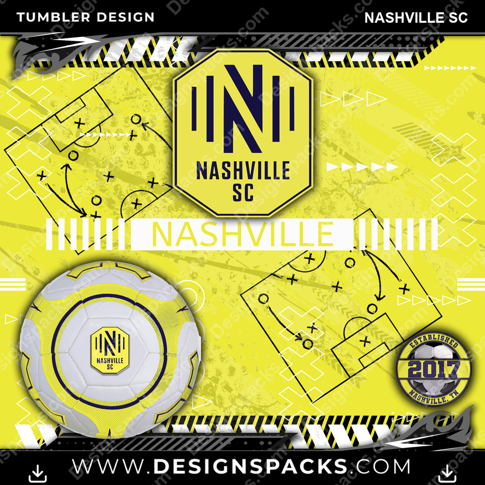 Soccer Xs & Os Nashville SC Tumbler Digital Wrap Design