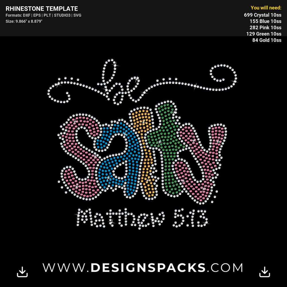 Be Salty Matthew 5 13 Rhinestone Digital Template