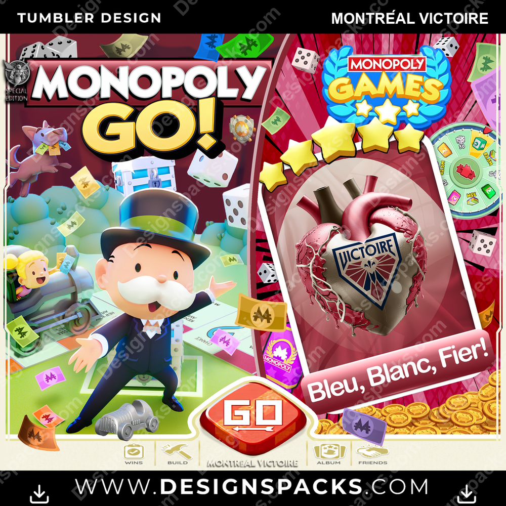 Hockey Monopoly Go! Montréal Victoire Tumbler Digital Wrap Design