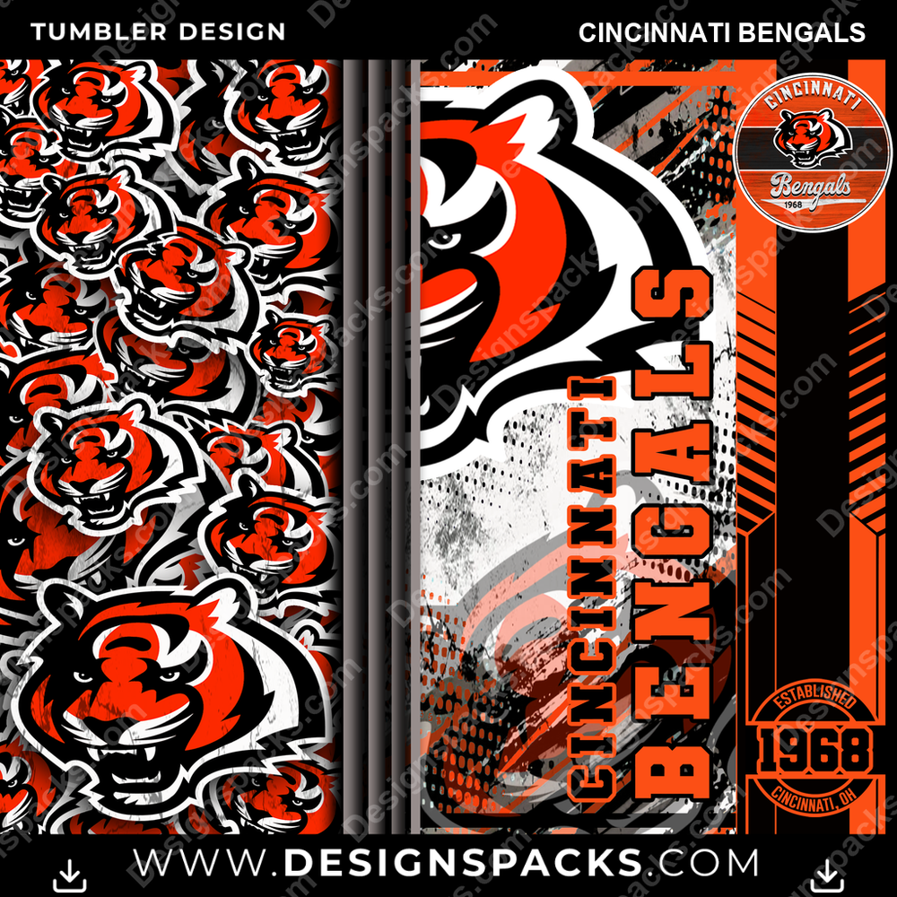 Football Sports Cincinnati Bengals Tumbler Digital Wrap Design
