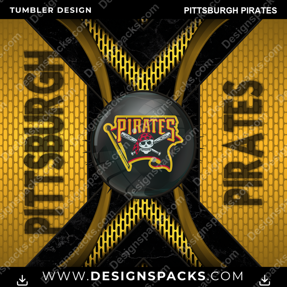 Baseball Metal Grating Pittsburgh Pirates Tumbler Digital Wrap Design