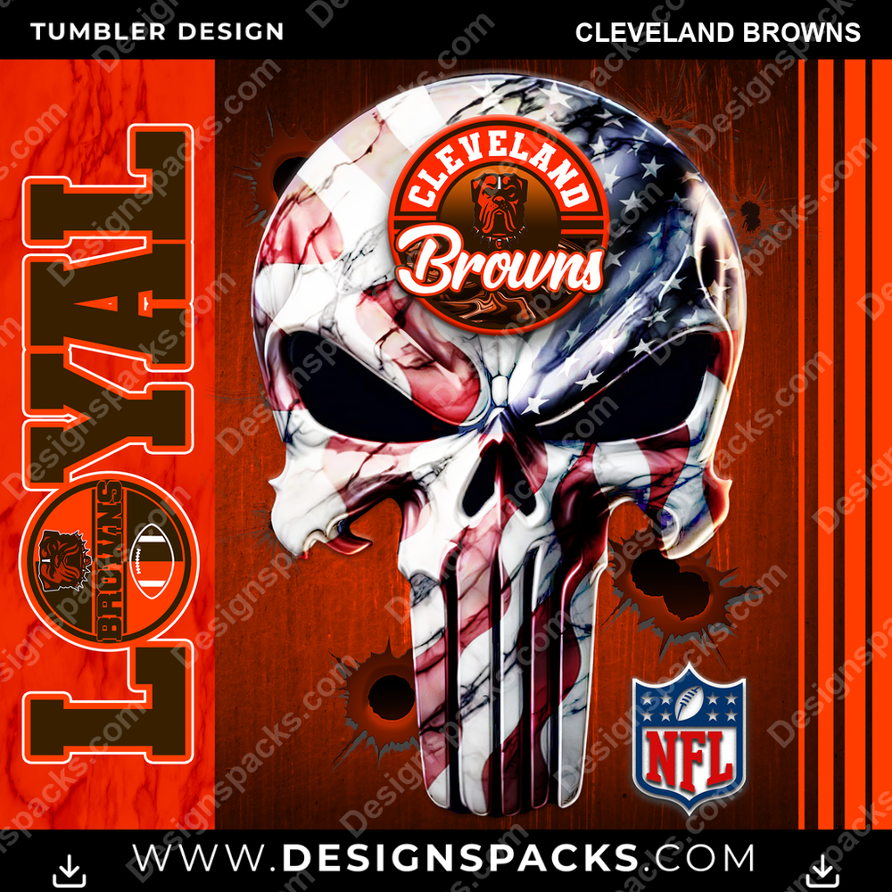 Football Loyal Cleveland Browns NFL Football Tumbler Digital Wrap Design Download
