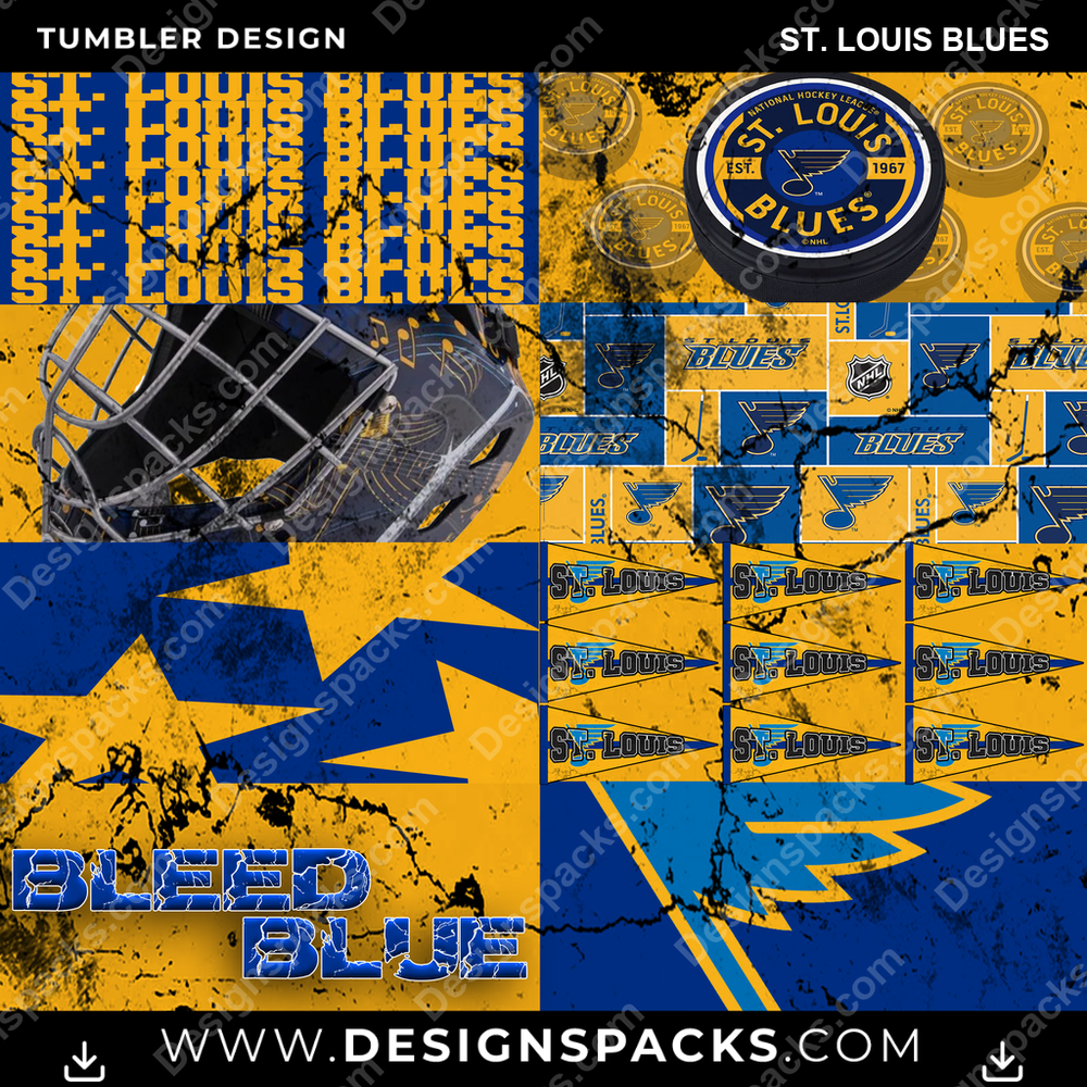 Hockey Distressed BG St. Louis Blues NHL Hockey Tumbler Digital Wrap Design Download