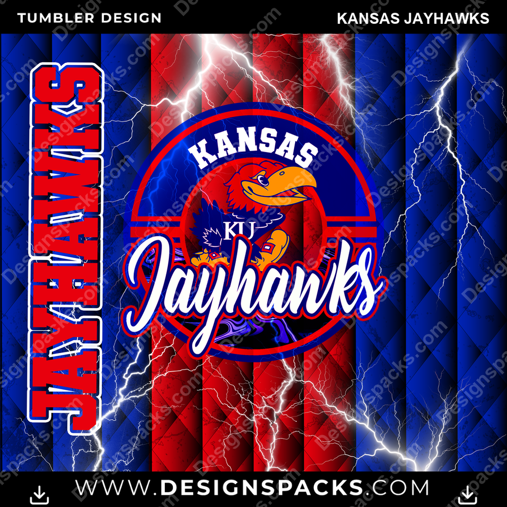 College Sport Diamond Kansas Jayhawks Tumbler Digital Wrap Design