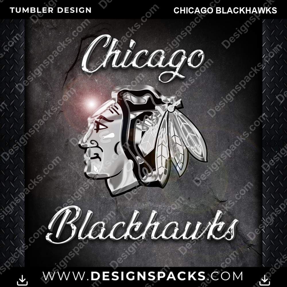 Ice Hockey Chrome Chicago Blackhawks Tumbler Digital Wrap Design