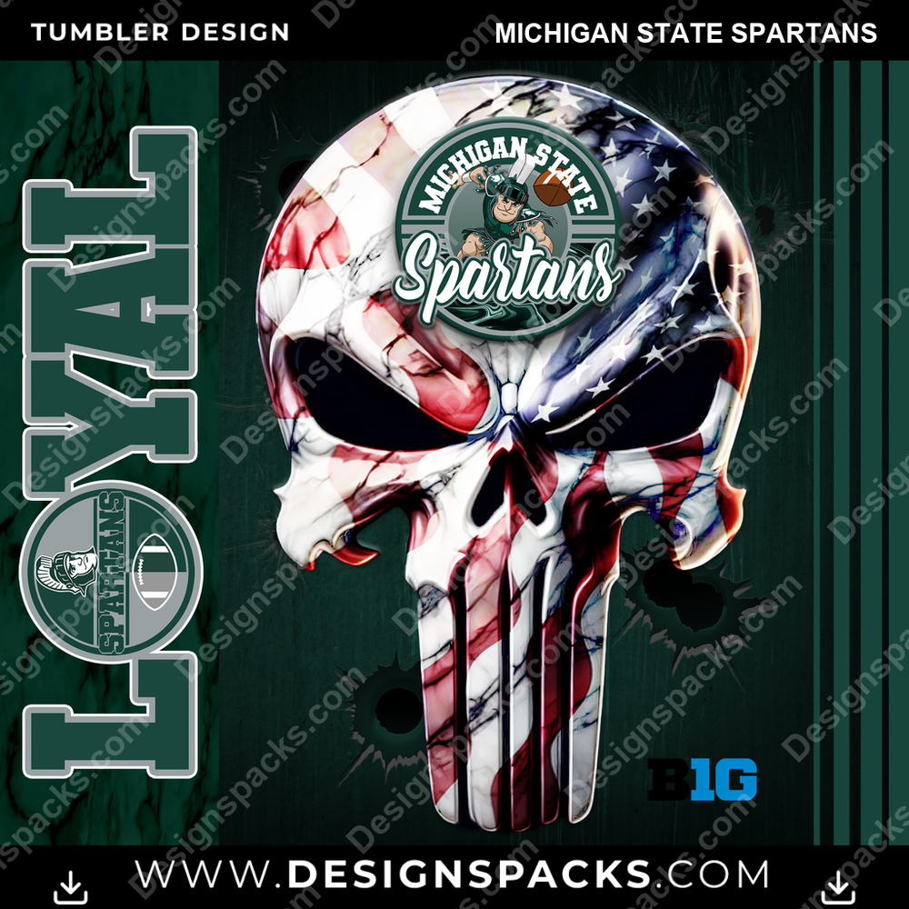 College Sport Loyal Michigan State Spartans NCAA College Sport Tumbler Digital Wrap Design Download
