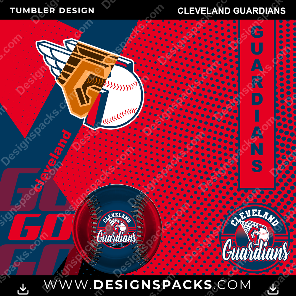Baseball GO Cleveland Guardians Tumbler Digital Wrap Design