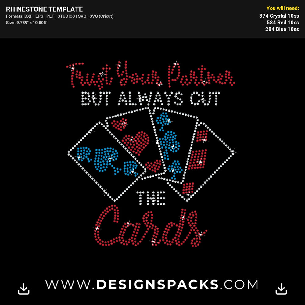 Trust Your Partner Cards Game Rhinestone Digital Template