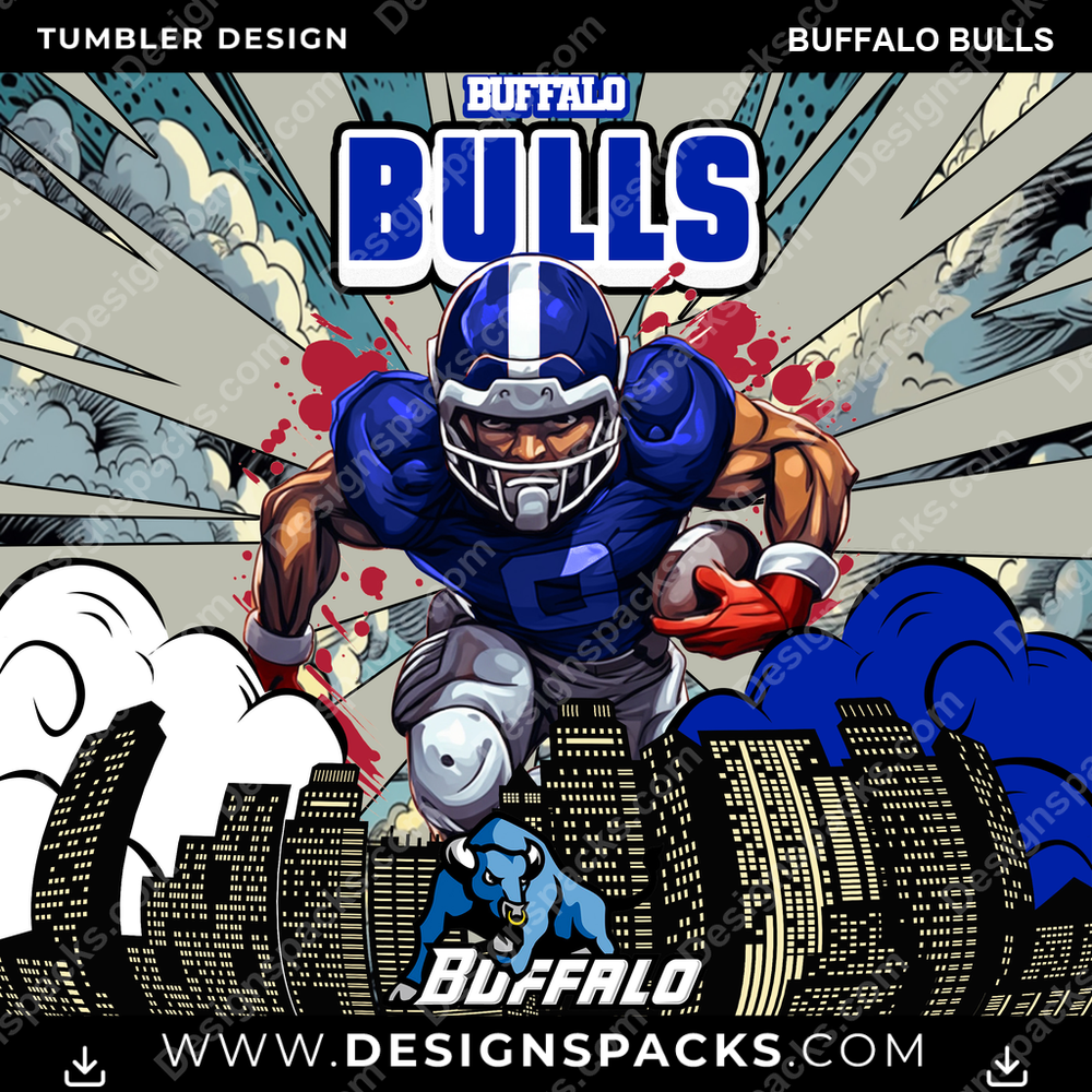 College Sport Comic Cover Buffalo Bulls NCAA College Sport Tumbler Digital Wrap Design Download
