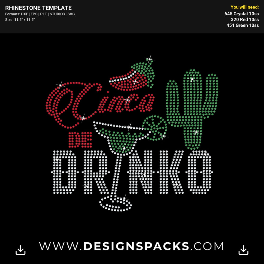 Cinco De Drinko Rhinestone Digital Template