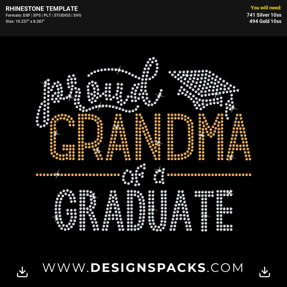 Proud Grandma Graduate Rhinestone Digital Template