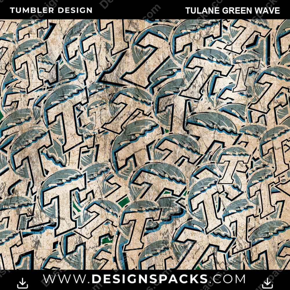 College Sport Logo BG Tulane Green Wave NCAA College Sport Tumbler Digital Wrap Design Download