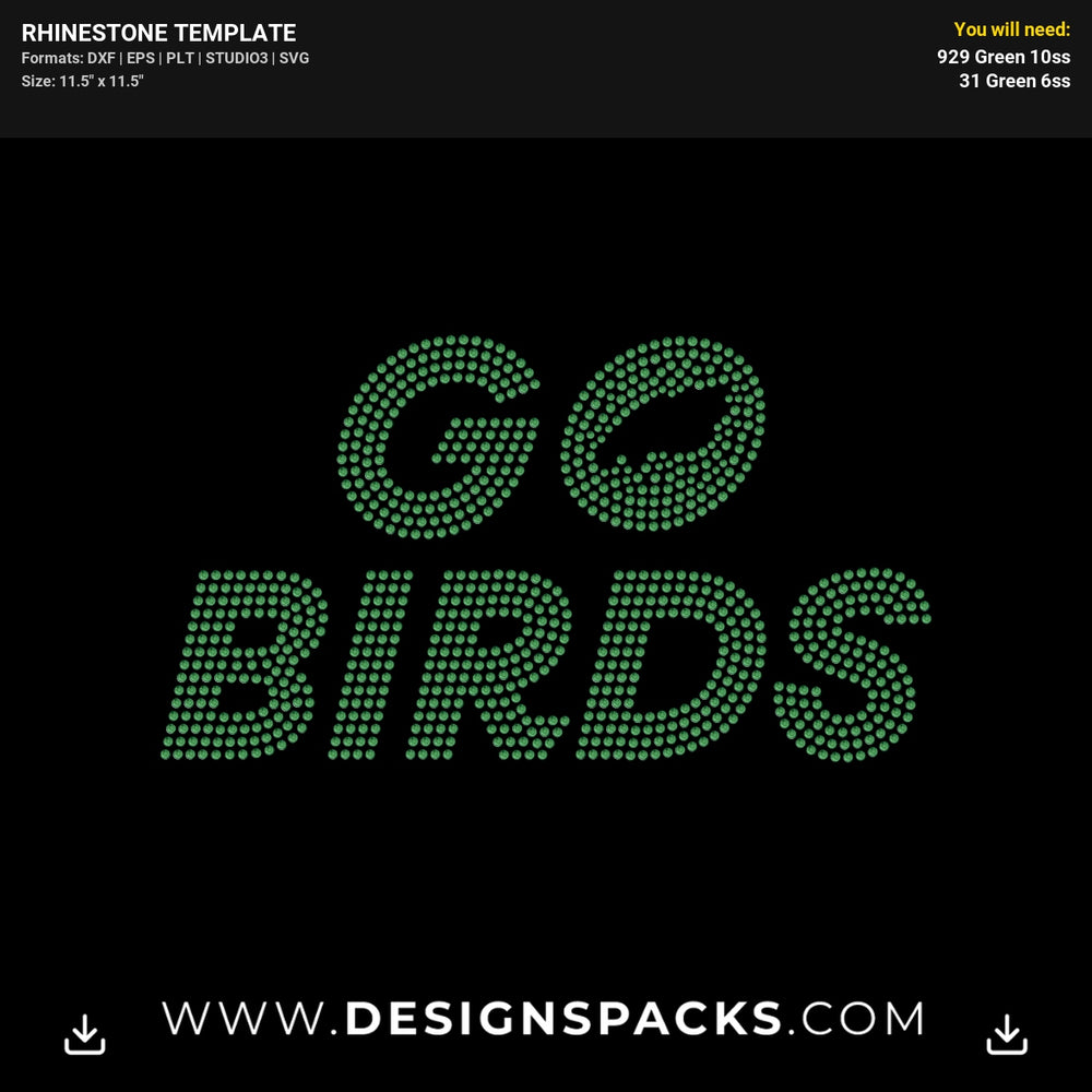 Go Birds Philadelphia Eagles Rhinestone Digital Template