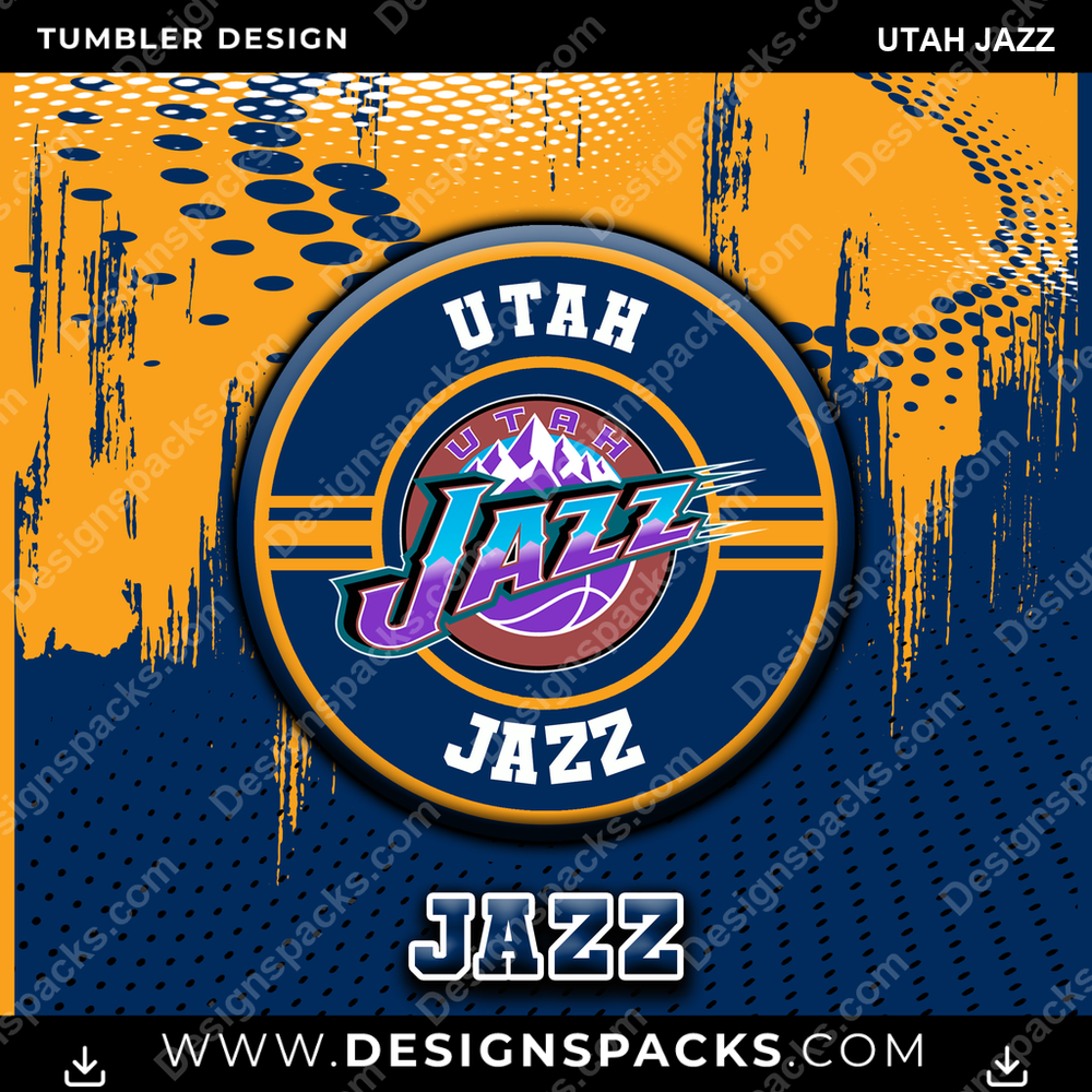 Basketball Dot Logo Utah Jazz Tumbler Digital Wrap Design