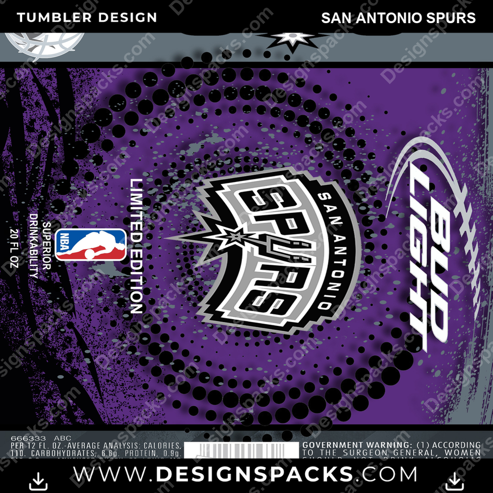 Basketball Bud San Antonio Spurs Tumbler Digital Wrap Design