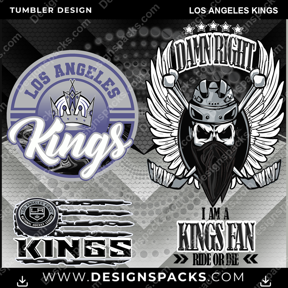 Hockey Skull Team Los Angeles Kings NHL Hockey Tumbler Digital Wrap Design Download