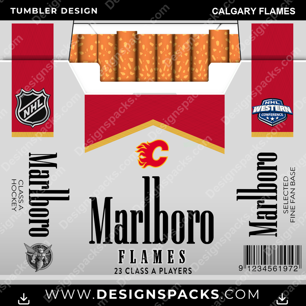 Ice Hockey Marlboro Calgary Flames Tumbler Digital Wrap Design
