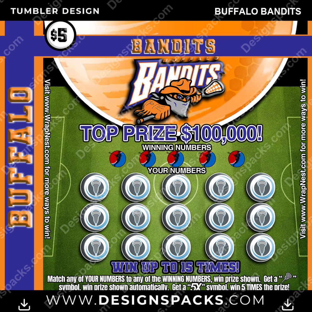 Lacrosse Lottery Ticket Buffalo Bandits Tumbler Digital Wrap Design