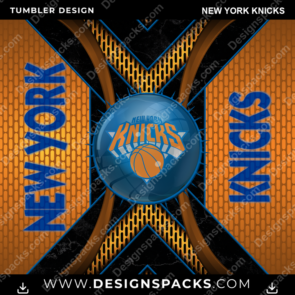 Basketball Metal Grating New York Knicks Tumbler Digital Wrap Design