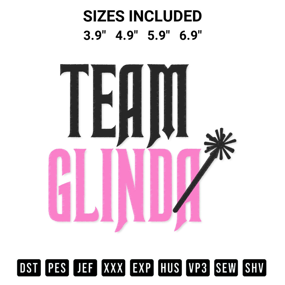 Add a unique touch to your apparel with the Team Glinda Embroidery Design embroidery file. Premium instant download available now on Designspacks.com. Available sizes: 3.9", 4.9", 5.9", 6.9".