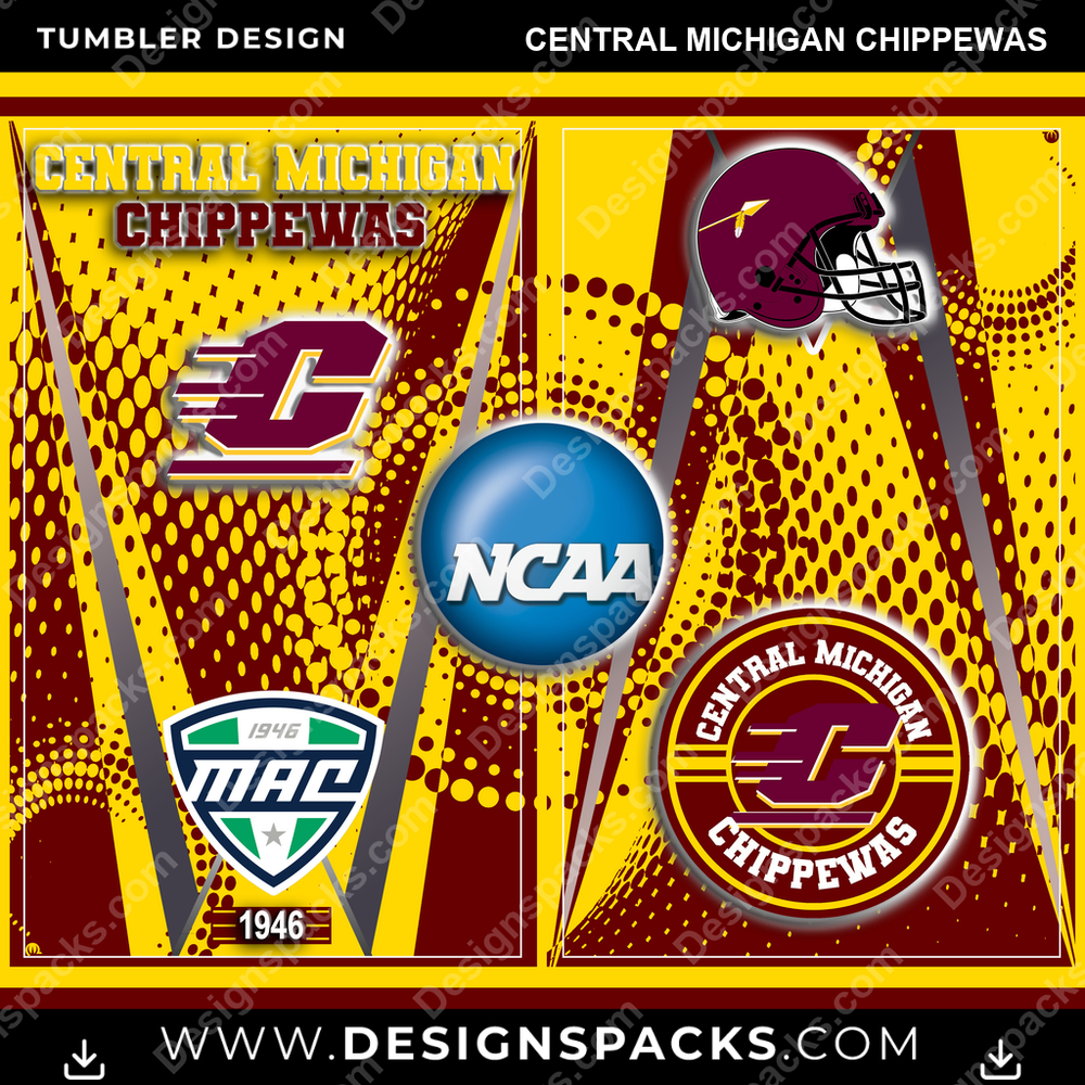 College Sport Team Logo Central Michigan Chippewas NCAA College Sport Tumbler Digital Wrap Design Download