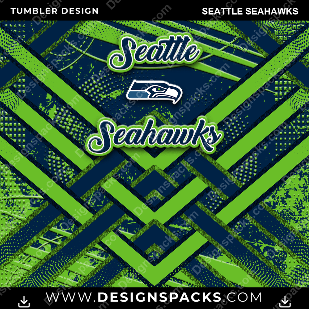 Football Glitter Stripe Seattle Seahawks NFL Football Tumbler Digital Wrap Design Download