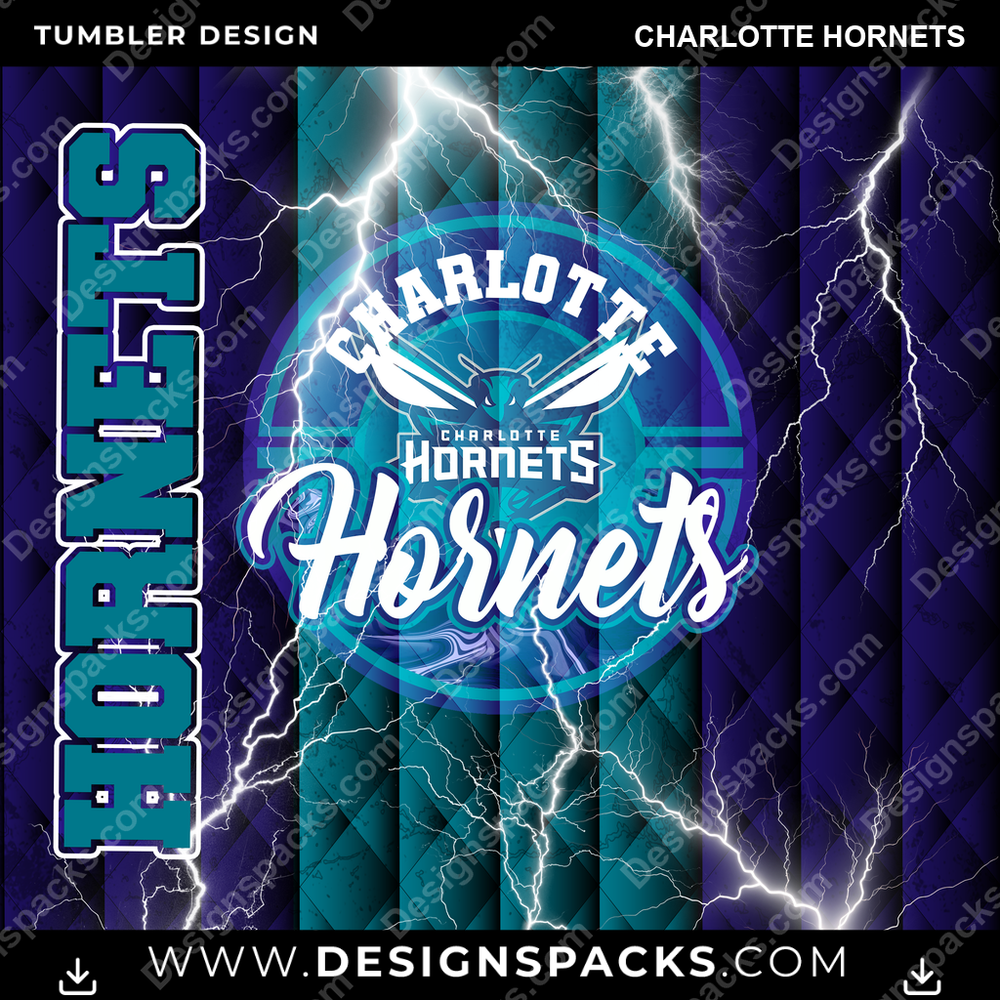 Basketball Diamond Charlotte Hornets Tumbler Digital Wrap Design